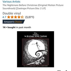 Gorgeous double LP w/animated designs, Tim Burton’s Nightmare before Christmas